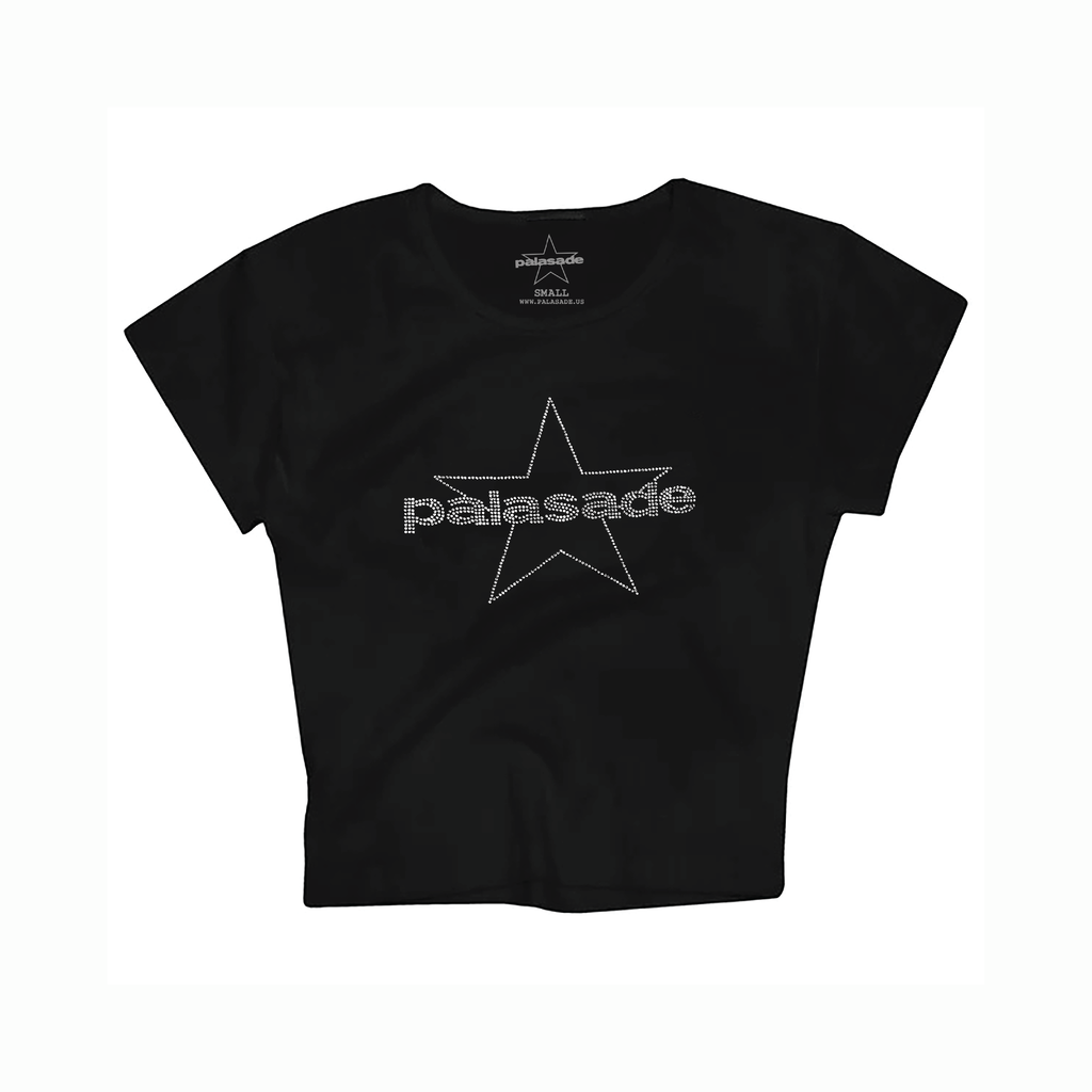 PALASADE "STAR LOGO" RHINESTONE TEE (BLACK) *CROP TOP*