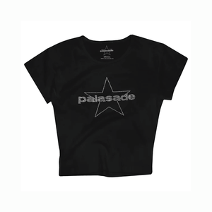 PALASADE "STAR LOGO" RHINESTONE TEE (BLACK) *CROP TOP*